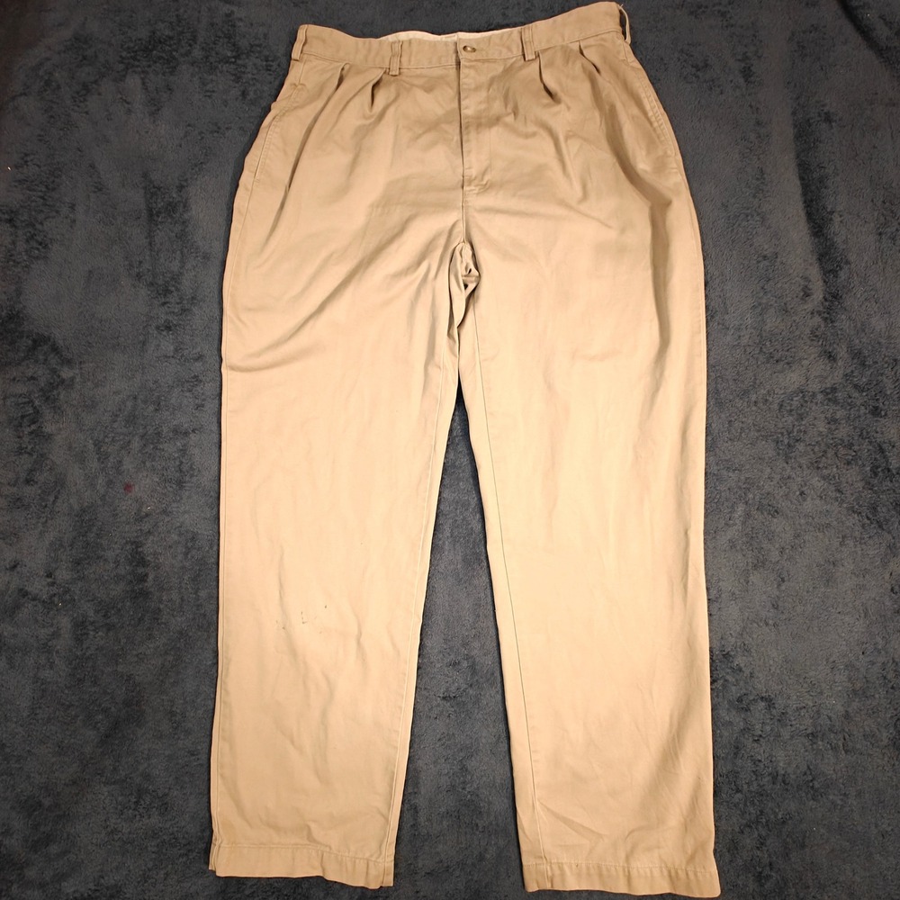 Polo Ralph Lauren Andrew Pant Mens 36x32 Tan Khaki Pleated Classic Chino Cotton